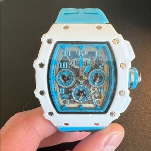Blue and White Men's Watch
